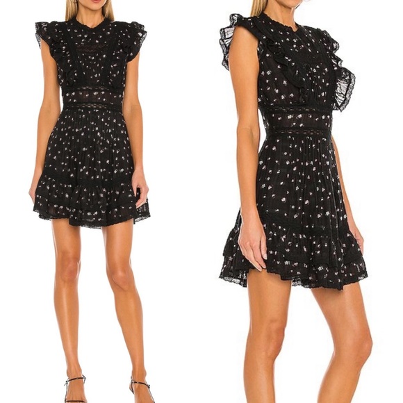 SAYLOR Prarie Mini Dress in Black - Picture 2 of 15